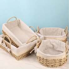Caja de almacenamiento de ratán tejida, Cesta de almacenamiento tejida, Caja organizadora de paja tejida, Caja de almacenamiento para entrada, sala de estar, mesa de café, llaves, aperitivos, juguetes, artículos diversos, cosméticos, Cesta de almacenamiento multiusos adecuada para baño, dormitorio, sala de estar, Cesta de regalo decorativa - Caqui - Ver 11