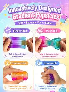 Mini juguete de estrés en forma de helado de crema helada y paleta de hielo con efecto degradado, decoración de escritorio, regalo creativo para amigos y compañeros de clase - Multicolor - Ver 3