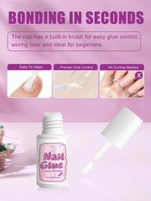 COLOURSMILE 1/2/3pcs Quick Dry Strong Waterproof Nail Glue With Brush, Formaldehyde-Free Glue For Fake Nails, Press On Nails & Rhinestones - 7ML - View 4