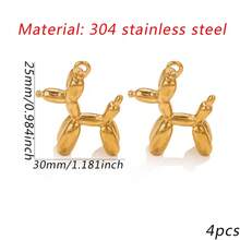 1/4pcs 3D Balloon Dog Stainless Steel Pendant, Non-Fading Metal Animal Charm, DIY Jewelry Making Bracelet Necklace Accessory - Dog Pendant - View 21