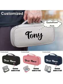 1pc Customizable Names Electronic Travel Organizer With Cable Storage Compartment, Personalized Storage Bag, Customizable Name. Electronic Storage Bag With Cable Management Compartments- With A Zipped Pocket. Portable And Suitable For Chargers - Multicolor - View 1