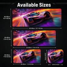 Colorful Beam Futuristic Supercar Large Gaming Desk Mat, Neon Speed City Print Non-Slip Rubber Extended Mouse Pad, Waterproof Long Keyboard Pad, Gaming Computer Desktop Decor - View 5