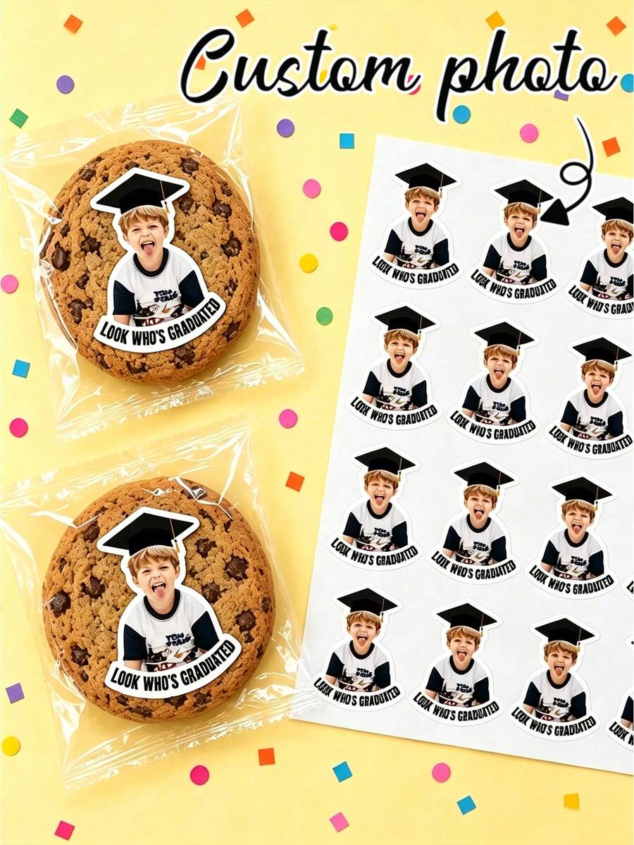 Personalized Graduation Face Stickers, Customizable Face Stickers, Personalized Mini Stickers, 2026 Graduation Party Favors, Personalized Stickers Labels For Cups And Cookies - Multicolor - View 1