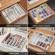 Extra Large Expandable Silverware Organizer, Food- Cutlery Flatware Organizer, Kitchen Utensil Drawer Organizer, Adjustable Silverware Holder For Spoons Forks Knives, House Decor, Kitchen Decor, Bathroom Decor, Bedroom Decor - View 7