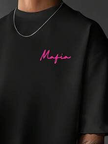 Men's Street Style Crew Neck T Shirt,With A Bold3D Geometric Pattern Print - Polyester Knitted Fabric,Loose Fit And Slight Elasticity Make It Suitable - 黑色 - 查看 5