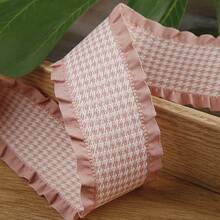 Ruffle Edge Houndstooth Pattern Woven Ribbon DIY Clothing Bag Hat Accessory Bow Hair Ornament Flower Cake Gift Tie - Multicolor - View 10