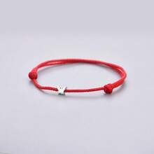 HuooNew 1pc S925 Sterling Silver Minimalist Small Butterfly Adjustable Braided Rope Bracelet, Couple Set, Artistic Versatile Thin Rope Bracelet Jewelry - Silver - View 9