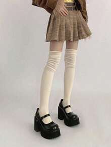 1 Pair Breathable, Moisture-Wicking, Quick-Drying, Comfortable Embroidered Over-The-Knee Socks, Y2K Style, Warm - Multicolor - View 5