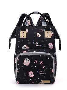 Cute Panda Print Mother & Baby Backpack, Multi-Functional Large Capacity Mommy Bag, Lightweight Outing Mom Backpack - Multicolor - View 16