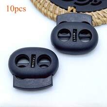 10 piezas Cierre de cuerda elástica negro duradero, ajustador de cuerda elástica de bola de un solo orificio, material PC, con tirador de cremallera - Multicolor - Ver 8