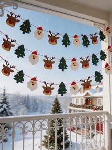 20/10pcs Felt Christmas Banner Garland, Cartoon Santa Claus Reindeer Christmas Tree Hanging Bunting, Christmas Decorations, Christmas Banner, Christmas Hanging Decor, Holiday Decor, Christmas Tree Hanging Banner, Soft Non-Woven Fabric Bunting, Suitable For Fireplace, Wall, Window, Home Party Decoration - Multicolor - View 6