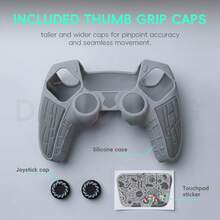 Suitable For Playstation 5 Gamepad Dust-Proof Silicone Cover 5 Competitive Rocker Cap Set Non-Slip Wear-Resistant Textured Handle Cover,1 Controller Case +2 Thumb Grip Covers +1 Sticker - View 6