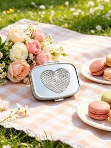 Shiny Rhinestone Pill Box, Fashion Heart-Shaped Rhinestone Pill Box, Mini Compartment Pill Box, Travel Pill Box Container, Moisture-Proof Small Pill Box, Suitable For Daily/Outdoor/Travel, Suitable For People Who Care About Health And Use Anytime Anywhere, Unique Back To School Gift, Holiday Gift, Birthday Gift, Party Gift - Multicolor - View 8