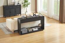 Modern Entryway Console 150 Cm Wide, With Two Large Storage Drawers And An Open Shelf At The Bottom, Ideal For A Hallway Or Living Room (Anthracite Black). - Black - View 3