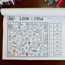 32-Themes Find And Coloring Activity Book - Seek And Find Workbook For Early Learning & Cognitive Skill Training, Enhance Brain Skills With Alphabet, Shapes & Colors Search - Perfect Concentration Training Activity Book For Learning & Fun - Green - View 7