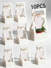 10pcs Succulent Plant Packaging Bags With Thank You Cards, Mini White Kraft Paper Gift Boxes, Wedding, Baby Shower, Succulent Party Favors Plant Holders, Suitable For 2.17 Inch Flower Pots - View 15