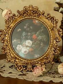 1 Vintage European Resin Photo Frame, Available In 4x6, 5x7, 6x8 Sizes, Vintage Baroque Style, Can Be Placed On Desktop Or Hung On Wall, Antique Home Decor, Christmas Decoration Wedding Gift, Elegant Classic Decor, Vintage Gallery Photo Frame, Pastoral Style Unique Photo Display. - 1PC - View 7