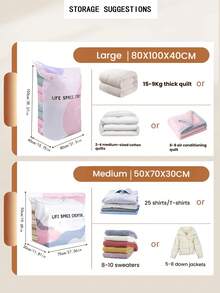 6pcs Vacuum Compression Bags, Large Thickened Clothing Storage Bags (No Vacuum Cleaner Needed To Compress), Suitable For Travel Storage, Closet Bedding, Clothing Organization, Storage Bags, Compression Bags, Dorm Storage - Multicolor - View 11