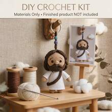 Jesus Crochet Beginner Kit, Adult Crochet Beginner Kit, With Step-By-Step Text Tutorial, DIY Knitting Kit, Cute And Interesting Home Decor, Birthday, Valentine's Day, Halloween And Christmas Gift - C-Multicolor Set - View 1