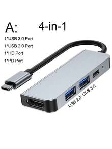 Estação de Acoplamento USB C 5-em-1 4-em-1: Tipo C para HDTV 4K, Carregamento PD 100W, USB 3.0 - Adaptador USB C Multifuncional Compatível com MateBook - Visão 11