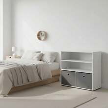 KIWI MOBLEKIT | Wooden Shelves For Storage And Decoration, Cube Or Rectangular Models With Door Or Drawer Options, Modern Auxiliary Furniture For Living Room, Bedroom Or Office - 三層書架 60x30x60 公分 白色和灰色 - 查看 8