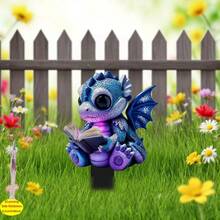 2D Flat Printed Acrylic Garden Stake, 1pc, With Pointed Base, Cute Reading Dragon Design For Garden And Flower Pot Decoration, Ideal Yard Decor And Gift, Peel Off Protective Film Before Use, Suitable For All Seasons - A - View 9