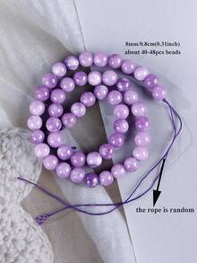 1 Strang natürliche lila Kunzit-Perlen, rund, lose Spacer-Perlen für Schmuckherstellung, DIY handgemachte Armband-Anhänger und Accessoires, 6/8/10 mm - Verschiedenfarbig - Übersicht 12