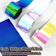 Upgraded Colorful 1600pcs Self-Adhesive Mosaic Tiles, Suitable For Disco Theme Decoration, Disco Ball, Card Craft And Art Collage, Self-Adhesive Mosaic Tiles Reflective Mirror Ball Handmade DIY Mirror Stickers - Multicolor - View 3