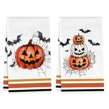2pcs Halloween Decorative Kitchen Towels, Pumpkin Bat Spider Web Pattern Microfiber Kitchen Towels, 40*60cm/15.7*23.6in Towels, Single-Sided Print, Dish Cloths For Kitchen, Suitable For Restaurant Kitchen Bathroom Decoration, Holiday Gift - Multicolor - View 11