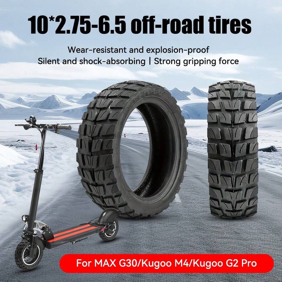 10X2.75-6.5 Off-Road Tubeless Tire Suitable For 10-Inch KUGOO M4 Electric Scooter, Wear-Resistant Thickened Rubber Tire