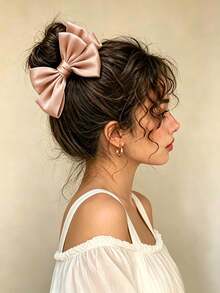 Chicas 1 pieza Garra de pelo con diseño de lazo dulce para vida diaria - Marrón - Ver 4