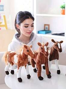 1件 仿真馬偶絨毛玩具 30cm/11.8in，費爾加納馬、哈克馬、斑點馬、盧薩馬四款毛絨動物，適用萬聖節、感恩節、聖誕節、新年、嘉年華、復活節禮物，馬禮物，聖誕動物，兒童禮物 - 彩色 - 查看 7