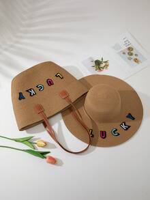 1 Hat + 1 Bag Suitable For Vacation Wear - Colored Letters - View 3