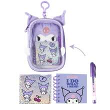 Hello Kitty Cerdá 毛絨文具套裝，女孩款 - 帶登山扣的鉛筆盒、迷你筆記本和鋼筆，紫色閃光設計，官方授權，返校禮物 - 選項 3 - 查看 2