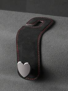 1pc Luxury Artificial Leather Car Seat Headrest Hook, Heart-Shaped Alloy Hidden Back Seat Storage Hook, Multi-Function Bag/Handbag/Shopping Bag Organizer Rack, Universal Fit For All Car Models, Car Interior Organization Accessory - Love Model - View 6