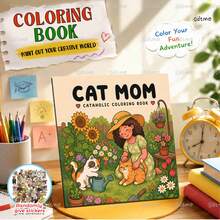 Mama Cat3: Creative Coloring Book For Teens, Includes 5 Random Stickers, 24 Pages Of DIY Doodle, Suitable For Birthday, Anniversary, Valentine's Day, Halloween Gifts, Back To School And Stationery Supplies - Cat Mom 3 - View 2