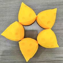 1pc 3D Triangle Cheese Slow Rebound Stress Relief Squeeze Toy, Soft Fluffy Interior With Satisfying Pressing Feel, Durable And Resistant To Cracking Or Peeling, Gentle Rebound For Continuous Stress Relief, Suitable For Men And Women In Home And Office Settings, Can Be Used As A Soft Desktop Decor Item With A Wooden Tray - Multicolor - View 6