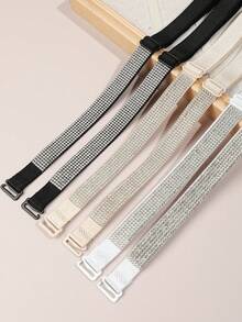 4/6 Pcs Sparkly Rhinestone Bra Straps Sexy Off-Shoulder Adjustable Elastic Shoulder Straps Replacement Decor Accessory For Camisole - Multicolor - View 10