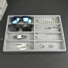 8-Fach Samt Brillen Aufbewahrungsschale – Stapelbarer Sonnenbrillen Organizer, Uhren & Schmuck Displayständer, Schubladen Organizer, Grau - Übersicht 6
