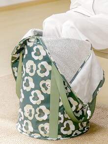 1pcsFloral Print Foldable Knee-High Foot Soaking Tub, Insulated Zipper Foot Spa Bucket With Knee Warm Cover, Portable Deep Leg Fumigation Foot Bath Basin With Carry Handles - View 4