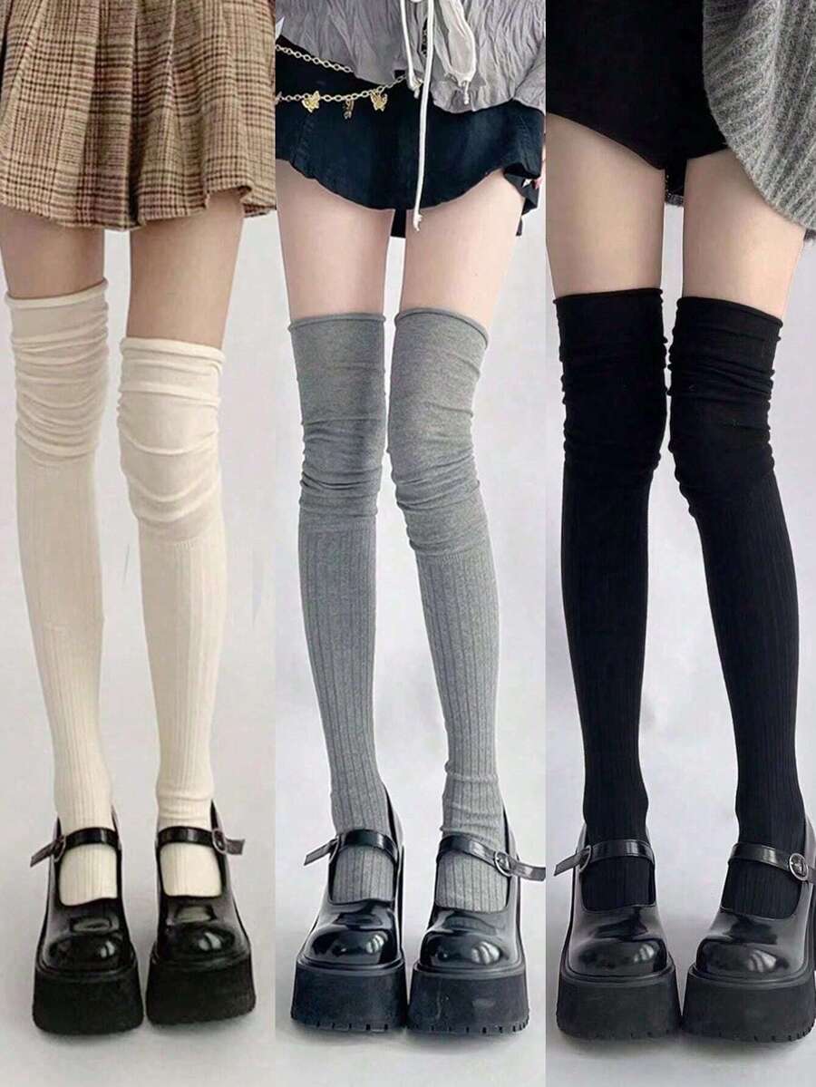 1 Pair Breathable, Moisture-Wicking, Quick-Drying, Comfortable Embroidered Over-The-Knee Socks, Y2K Style, Warm - Multicolor - View 1