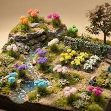 15 Peças Mini Tufos de Grama Estática com Aglomerados de Flores Coloridas, Kit de Modelo de Cenário Floral em Miniatura, Acessórios de Paisagem DIY para Modelos Militares de Wargaming, Layouts de Ferrovias de Trem, Jardins de Fadas de Casa de Bonecas, Decoração de Artesanato de Micro Paisagem - Multicolorido - Visão 10
