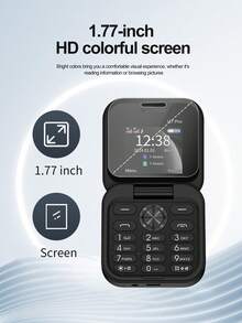SERVO I17 Pro Mini 可折疊小手機 1.77 吋螢幕 雙 SIM 卡槽 FM 收音機 2G GSM 按鍵式迷你翻蓋手機 - 黑色 - 查看 4