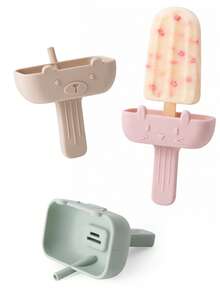 2pcs Anti-Drip Silicone Popsicle Handles With Straws, No-Mess Frozen Treat Holders, Suitable For Toddlers, Children And Infants, With 2 Slots - 2pcs - View 1