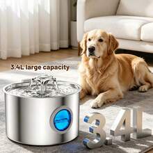 3.2L Stainless Steel Pet Water Fountain, Silent Pump Circulation Filter Cat Dog Water Dispenser, Easy Clean Automatic Water Feeder For Multi Pets No Battery Needed - 3.2L - View 6