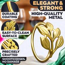 2-100pcs Gold Napkin Ring Set, Suitable For Independence Day Table Decor - Gold Leaf Napkin Rings, Suitable For Various Napkin Styles - Suitable For Dining Table, Wedding, Elegant Table Setting Accessories - Multicolor - View 10