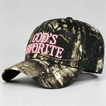 1pc Women's "GOD'S FAVORITE" Embroidered Adjustable Sun Hat, UV Protection, Suitable For Daily Casual, Party, Travel, Holiday Gift, Best Gift For Mom And Lover - Multicolor - View 3