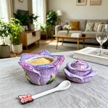 Mangkuk Gula Keramik Berbentuk Bunga Mawar yang Dilukis Tangan, Toples Bumbu, Dekorasi Meja Makan Dapur Rumah, Hadiah untuk Hari Valentine, Hari Ibu, Hari Raya - MultiWarna - View 9