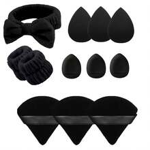 RANCAI 12/23pcs SPA Facial Care Headband & Wristband Set, Includes Makeup Sponge, Triangle Powder Puff, Facial Powder Puff And Finger Powder Puff Makeup Set - Multicolor - View 11