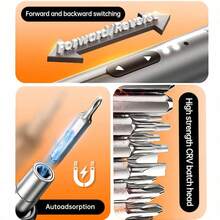 Mini electric screwdriver pen set, precision cordless power screwdriver with storage case for multiple magnetic bits, portable repair tool for DIY maintenance of mobile phones, laptops, watches and other electronic devices - Grau - Übersicht 2